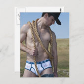 15881-RA Sexy Cowboy Briefkaart (Voorkant / Achterkant)