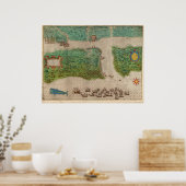 1589 Map - Drake's Voyage - St. Augustine, Florida Poster (Keuken)