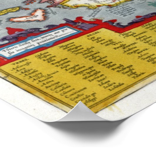 1592 Sicilië Renaissance Map Poster (Hoek)