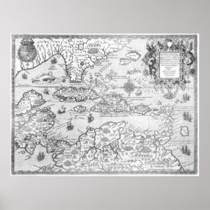 1594 Kaart van Midden-Amerika Poster