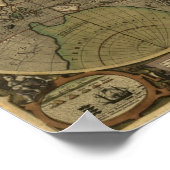 "1595 Wereldkaart van Hondius" Historische kaart Poster (Hoek)