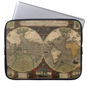 1595  Wereldkaart van Jodocus Hondius Laptop Sleeve
