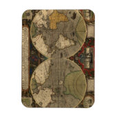 1595  Wereldkaart van Jodocus Hondius Magneet (Verticaal)