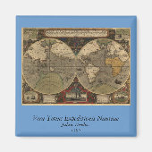 1595  Wereldkaart van Jodocus Hondius Magneet (Voorkant)