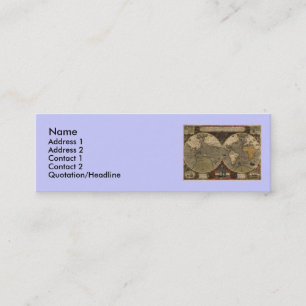 1595 Wereldkaart van Jodocus Hondius Mini Visitekaartje