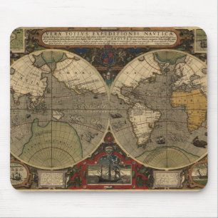 1595  Wereldkaart van Jodocus Hondius Muismat