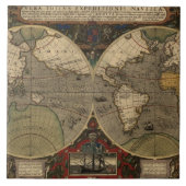 1595  Wereldkaart van Jodocus Hondius Tegeltje (Voorkant)