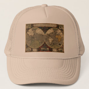 1595  Wereldkaart van Jodocus Hondius Trucker Pet