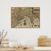 1596 Kaart van Zuid-Azië Poster (Keuken)