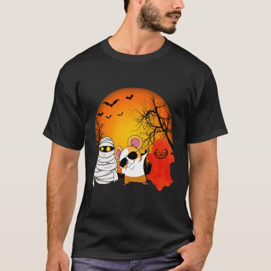 159 Guinea Pig Halloween Pumpkin T-shirt (Voorkant)
