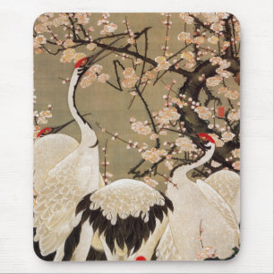 15. 梅 群 図, 若 冲 Plum Blossom & Cranes, Jakuchüu Muismat