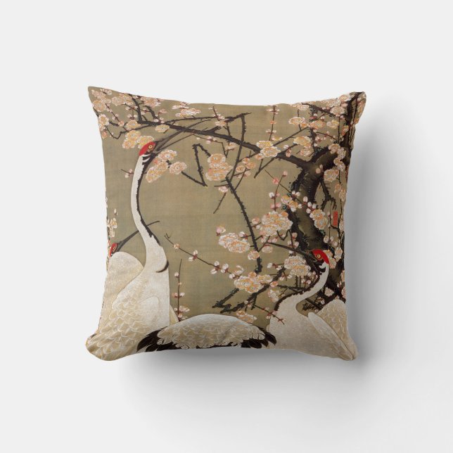15. 梅 群 図, 若 Plum Blossom & Cranes, Jakuchüu Kussen (Voorkant)