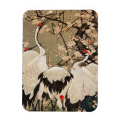15. 梅 群 図, 若 Plum Blossom & Cranes, Jakuchüu Magneet (Verticaal)