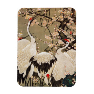 15. 梅 群 図, 若 Plum Blossom & Cranes, Jakuchüu Magneet