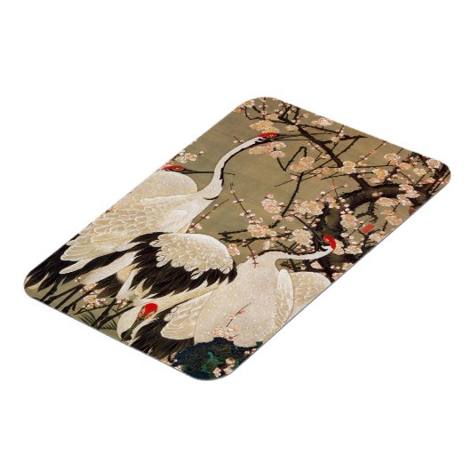 15. 梅 群 図, 若 Plum Blossom & Cranes, Jakuchüu Magneet (Linkerzijde)