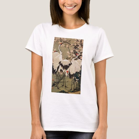 15. 梅 群 図, 若 Plum Blossom & Cranes, Jakuchüu T-shirt (Voorkant)