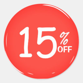 15% 15% korting op verkoop ronde sticker