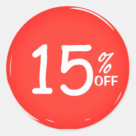 15% 15% korting op verkoop ronde sticker (Voorkant)