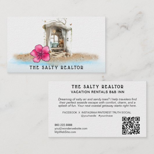 *~* 15 AP13 REALATOR Beach Rentals B&B Inn Visitekaartje (Voorkant / Achterkant)