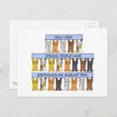15 augustus Verjaardag Cartoon Katten Briefkaart (Voorkant / Achterkant)