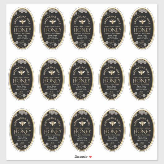 15 custom cut 4 "x 2.25" Oval Honingraat Vinyl Sticker (Vel)