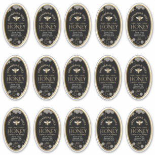 15 custom cut 4 "x 2.25" Oval Honingraat Vinyl Sticker