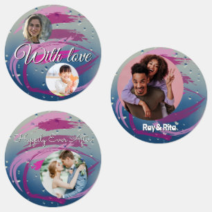15-delige foto fuchsia & zacht roze penseelstreken labels