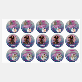 15-delige foto fuchsia & zacht roze penseelstreken labels