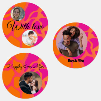 15-delige foto oranje en hete roze verloop assorti labels