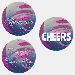 15-delige Fuchsia & Zacht Roze Penseelstreken Labels