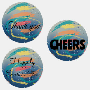 15-delige set Teal, Oranje, Geel & Koraal penseels Labels