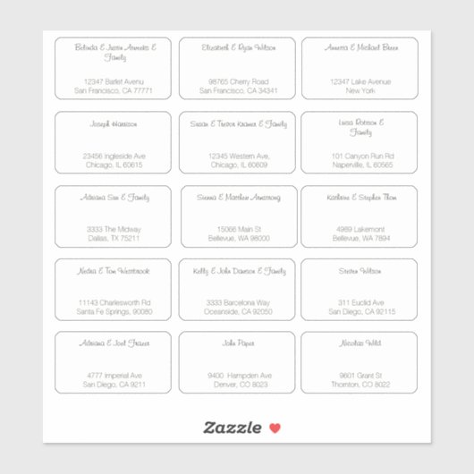 15 Eenvoudige individuele bruiloft gast naam adres Sticker (Vel)