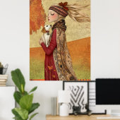 *~* 15  FD2 Hond Herfst Whimsical Meisje Retro  Poster (Thuiskantoor)