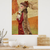 *~* 15  FD2 Hond Herfst Whimsical Meisje Retro  Poster (Keuken)