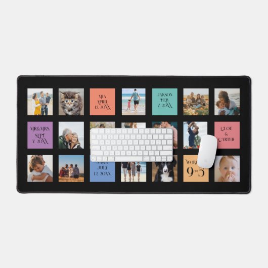 15 foto, 6 kleurenblok op zwart bureaumat (Keyboard & Muis)