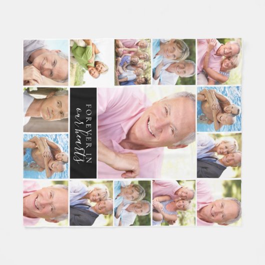 15 Foto Collage Forever in ons hart Fleece Deken (Voorkant (Horizontaal))
