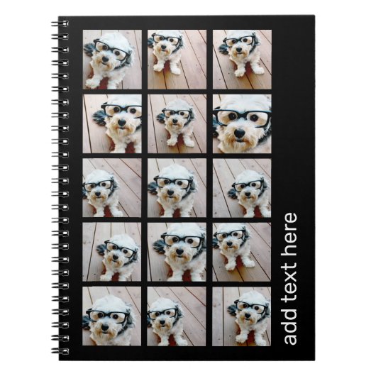 15 Foto collage met san serif tekst - zwart wit Notitieboek (Voorkant)