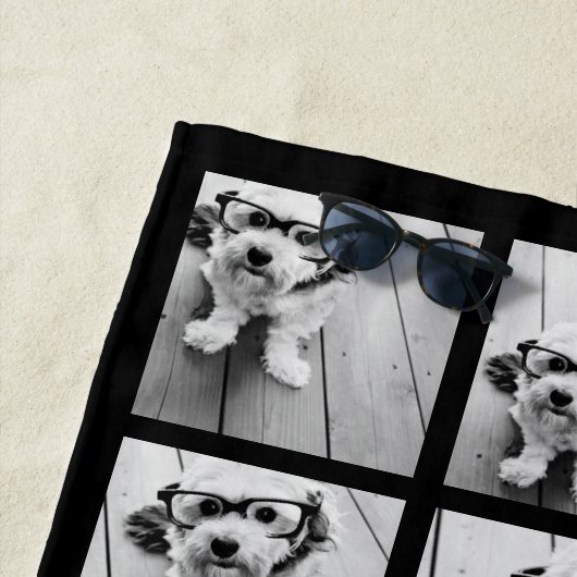 15 Foto Collage met scriptnaam - zwart wit Strandlaken (In situ)