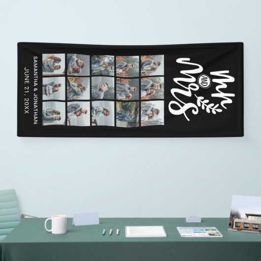 15 Foto Collage Mr & Mrs Welkom op ons huwelijk Spandoek (Beurs)