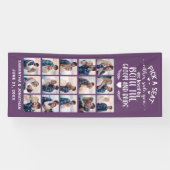 15 Foto Collage Paars Welkom op ons huwelijk Spandoek (Horizontaal)