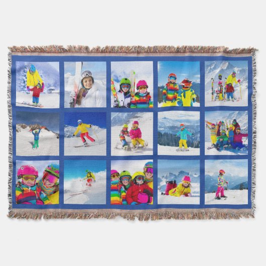 15 Foto Raster Collage Donkerblauw Deken (Voorkant)