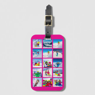 15 Foto Verticale Rastercollage Heet Roze Bagagelabel