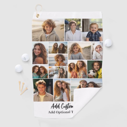 15 Fotocollage - Aangepaste tekst - Zwart-wit Golfhanddoek (Insitu)