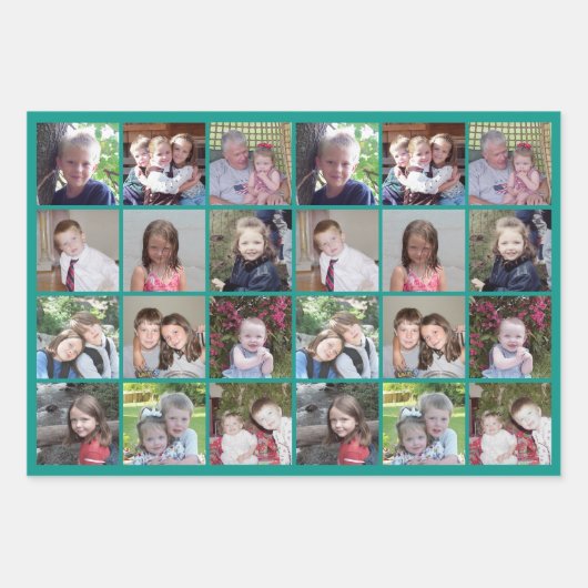 15 Fotocollage - Beste jaar ooit rood groen Blauwg Inpakpapier Vel (Voorkant 3)