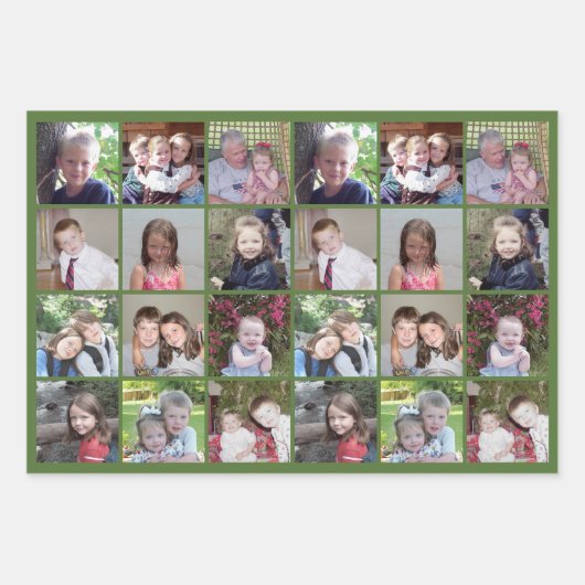 15 Fotocollage - Beste jaar ooit rood groen Blauwg Inpakpapier Vel (Voorkant 2)