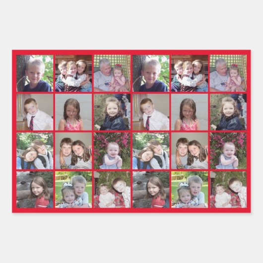 15 Fotocollage - Beste jaar ooit rood groen Blauwg Inpakpapier Vel (Voorkant)