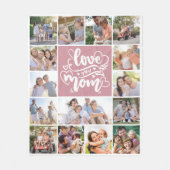 15 Fotocollage Love You Mom Pink Fleece Deken (Voorkant)