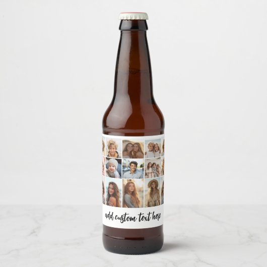 15 Fotocollage Raster - Script Text - zwart wit Bier Etiket (Voorkant)