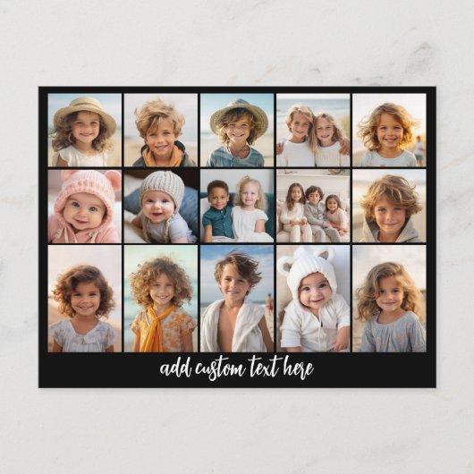 15 Fotocollage Raster - Script Text - zwart wit Briefkaart (Voorkant)