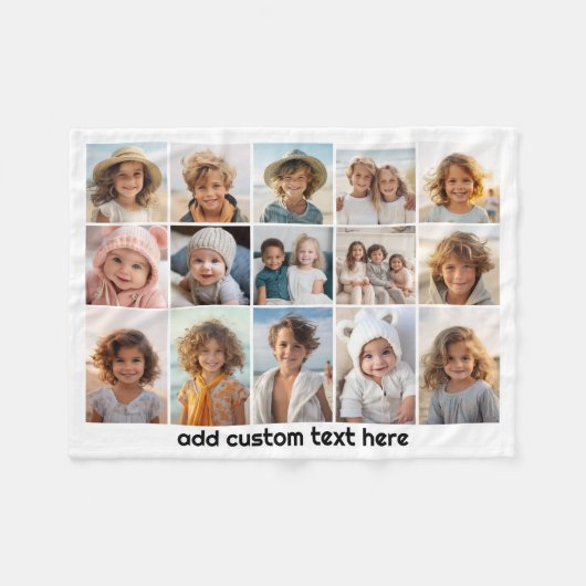 15 Fotocollage Raster - Script Text - zwart wit Fleece Deken (Voorkant (Horizontaal))